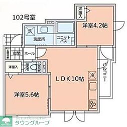 富士ハイツ 2LDKの間取図画像
