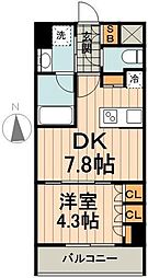 PARKHABIO飯田橋 1DKの間取図画像