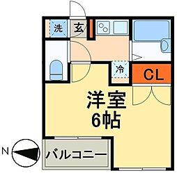 パークウェル神楽坂 1Kの間取図画像
