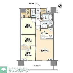 クレヴィア新宿若松町 3LDKの間取図画像