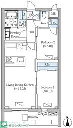 MOCXION PREMIUM四谷大京町 2LDKの間取図画像