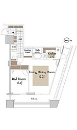 コンシェリア西新宿タワーズウエスト 1LDKの間取図画像