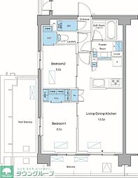 新宿区高田馬場3丁目マンション 2LDKの間取図画像