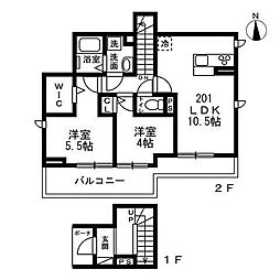 (仮)文京区小日向2丁目 新築賃貸住宅 2LDKの間取図画像