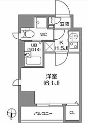 アジールコート中野坂上 1Kの間取図画像
