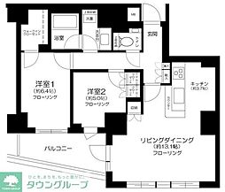 パークホームズ市谷薬王寺セントガレリア 2LDKの間取図画像