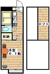 JR埼京線 浮間舟渡駅 徒歩8分の賃貸アパート 2階1Kの間取り