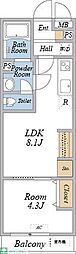 JR埼京線 赤羽駅 徒歩15分の賃貸マンション 1階1LDKの間取り