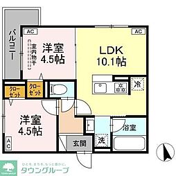 都営三田線 高島平駅 徒歩13分の賃貸アパート 3階2LDKの間取り