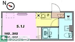 JR京浜東北・根岸線 赤羽駅 徒歩10分の賃貸マンション 1階ワンルームの間取り