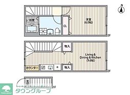 JR埼京線 十条駅 徒歩8分の賃貸アパート 2階1LDKの間取り