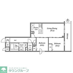 東武東上線 東武練馬駅 徒歩9分の賃貸マンション 5階2LDKの間取り