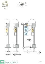 JR山手線 田端駅 徒歩7分の賃貸マンション 3階ワンルームの間取り