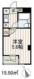 キャスタービル 1Kの間取図画像