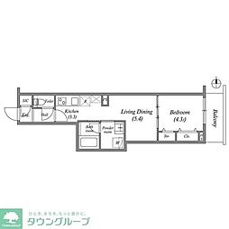 PRIMEGARDENWAKAGI 1LDKの間取図画像