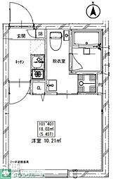 フラシア王子 1Kの間取図画像