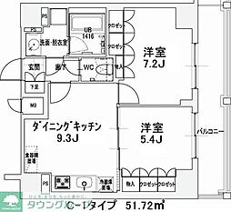 エスティメゾン王子 2DKの間取図画像