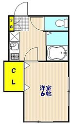 グリーンパレス 1Kの間取図画像