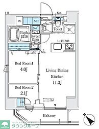 プライムブリス巣鴨 2LDKの間取図画像