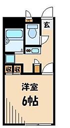 レオパレス輝 1Kの間取図画像