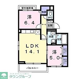 プラシード 2LDKの間取図画像