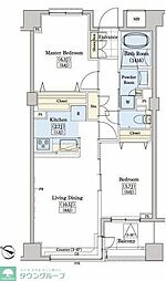 レジディアタワー上池袋パークサイド 2LDKの間取図画像