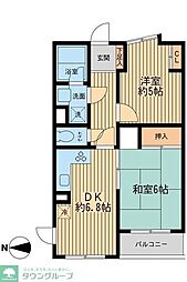 グリーンヒルズ飛鳥山 2DKの間取図画像