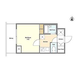 アクシーズタワー川口幸町2 1Kの間取図画像