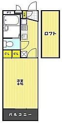 レオパレスエトワール栄町2 1Kの間取図画像