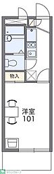 レオパレスツインハイツB 1Kの間取図画像