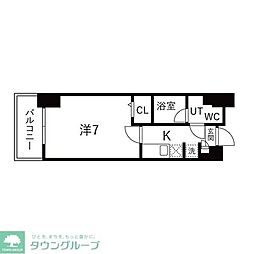 アルファコート蕨-2 1Kの間取図画像