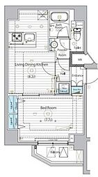 MAXIV浅草MIRAIS 8階1LDKの間取り