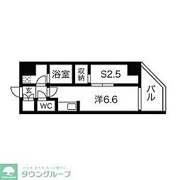 シーズンフラッツ蔵前清澄通り 7階1Kの間取り