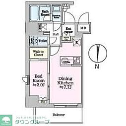 ワンルーフレジデンス亀戸 3階1DKの間取り
