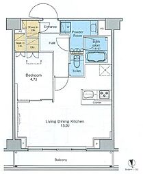プラウドフラット浅草 1LDKの間取図画像