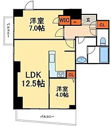 ダイアパレス蔵前 2LDKの間取図画像