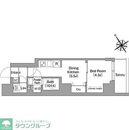 コンフォリア・リヴ上野 1DKの間取図画像