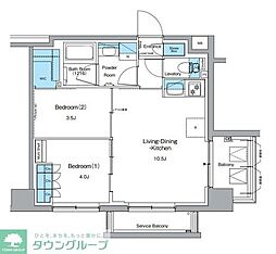 ルフォンプログレ押上EAST 2LDKの間取図画像