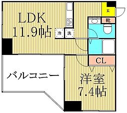 サウンドおしあげ 1LDKの間取図画像