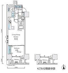 プライマル上野・稲荷町 1LDKの間取図画像