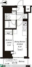 フレンシア御徒町 1DKの間取図画像