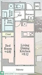 ティモーネ押上ノルド 1LDKの間取図画像