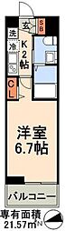 プラウドフラット隅田リバーサイド 1Kの間取図画像