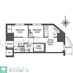 COMFORIALIV木場 2DKの間取図画像