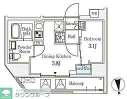 文京区湯島3丁目マンション 1DKの間取図画像