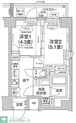 ルフレプレミアム町屋 2Kの間取図画像