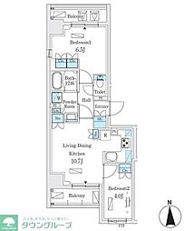 ジオエント秋葉原 2LDKの間取図画像