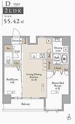 JMF-Residence蔵前鳥越 2LDKの間取図画像