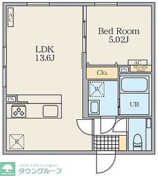 Alivis東日暮里 1LDKの間取図画像