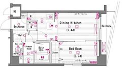 ガラ・シティ神田淡路町 1DKの間取図画像